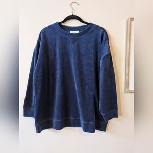 Coldwater Creek Women's Navy Velvet Crewneck Sweater, Sz. PL